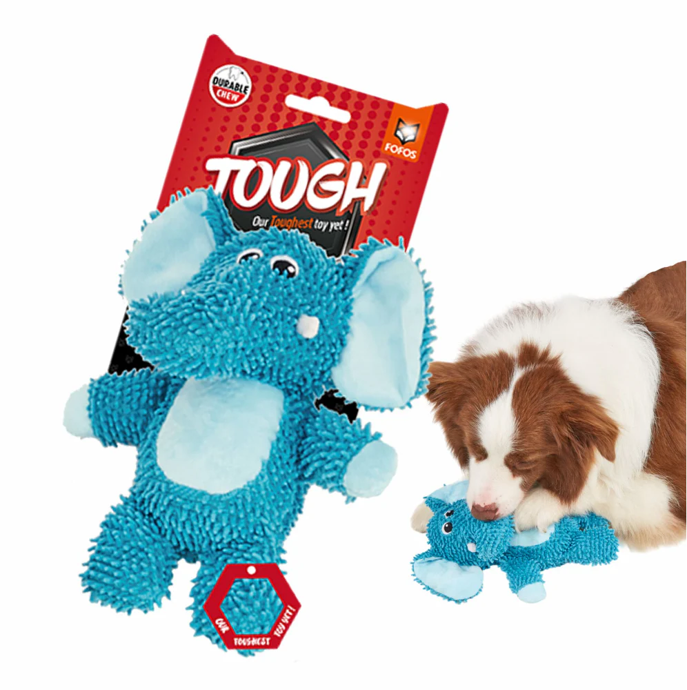 Barkbutler x Fofos Elephant Tough Squeaky Toy for Dogs | For Medium Chewers (Blue) - Image 6