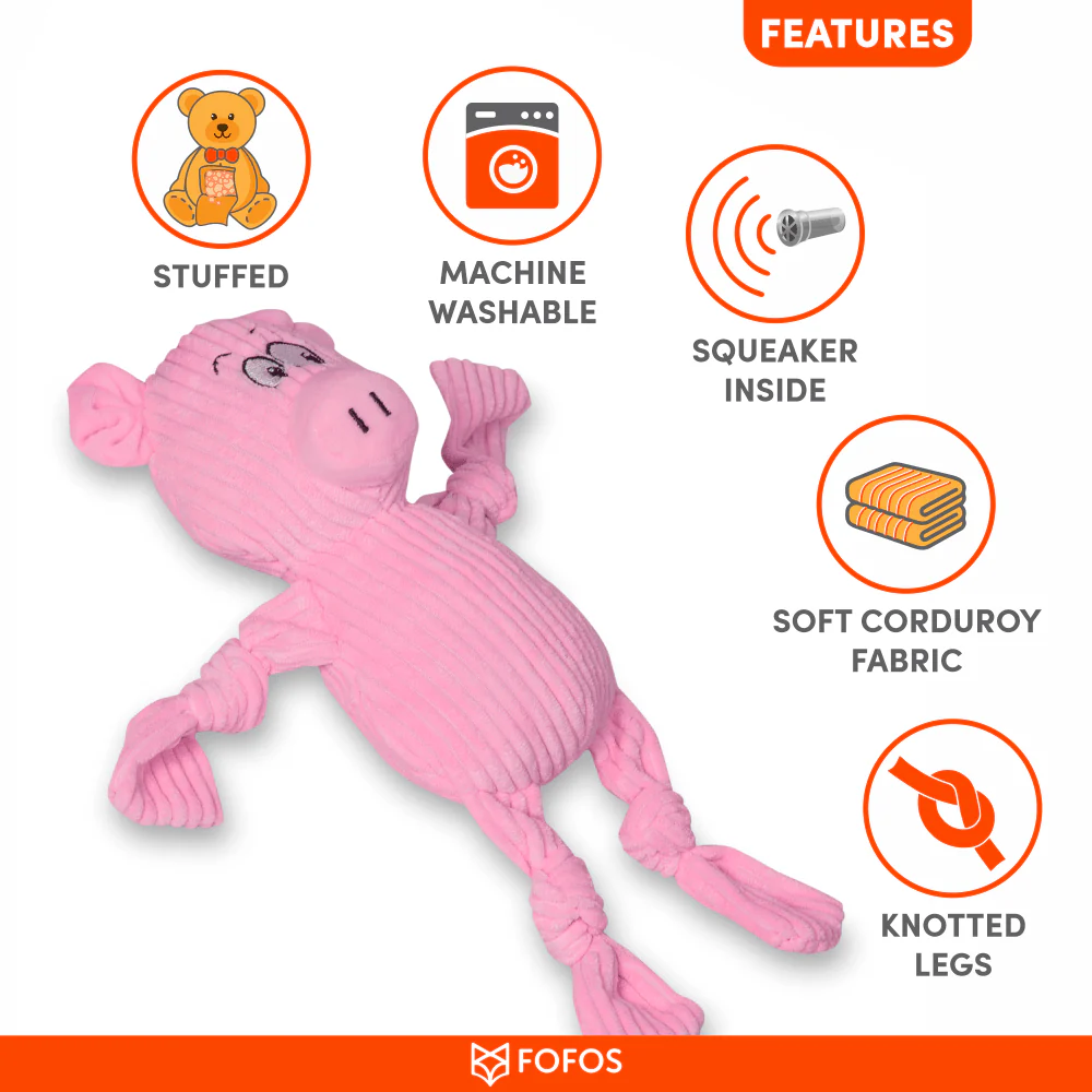 Barkbutler x Fofos Fluffy Pig Pink Plush Toy for Dogs (Pink) - Image 7