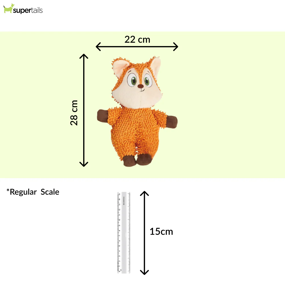 Barkbutler x Fofos Fox Tough Squeaky Toy for Dogs | For Medium Chewers (Orange) - Image 2
