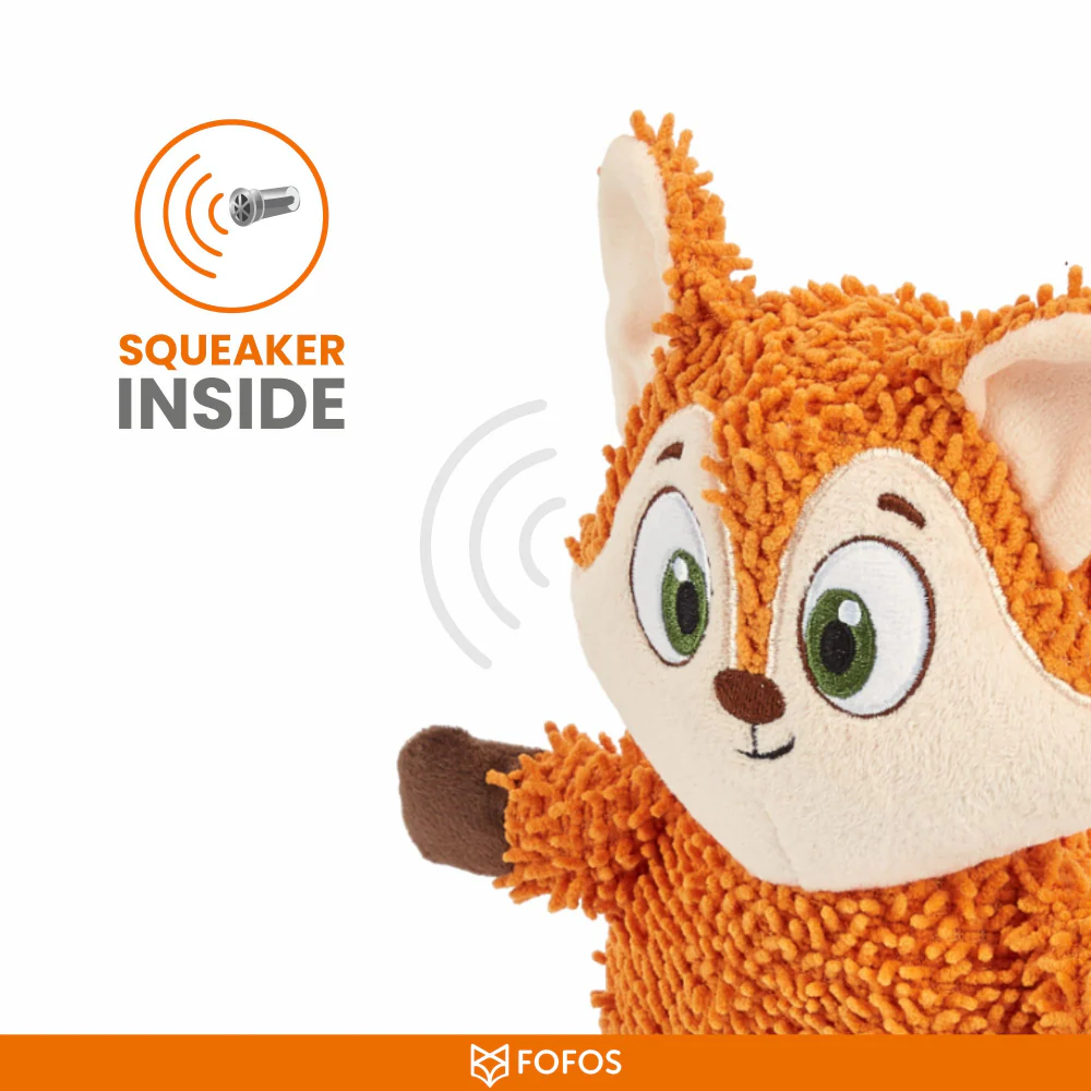 Barkbutler x Fofos Fox Tough Squeaky Toy for Dogs | For Medium Chewers (Orange) - Image 4