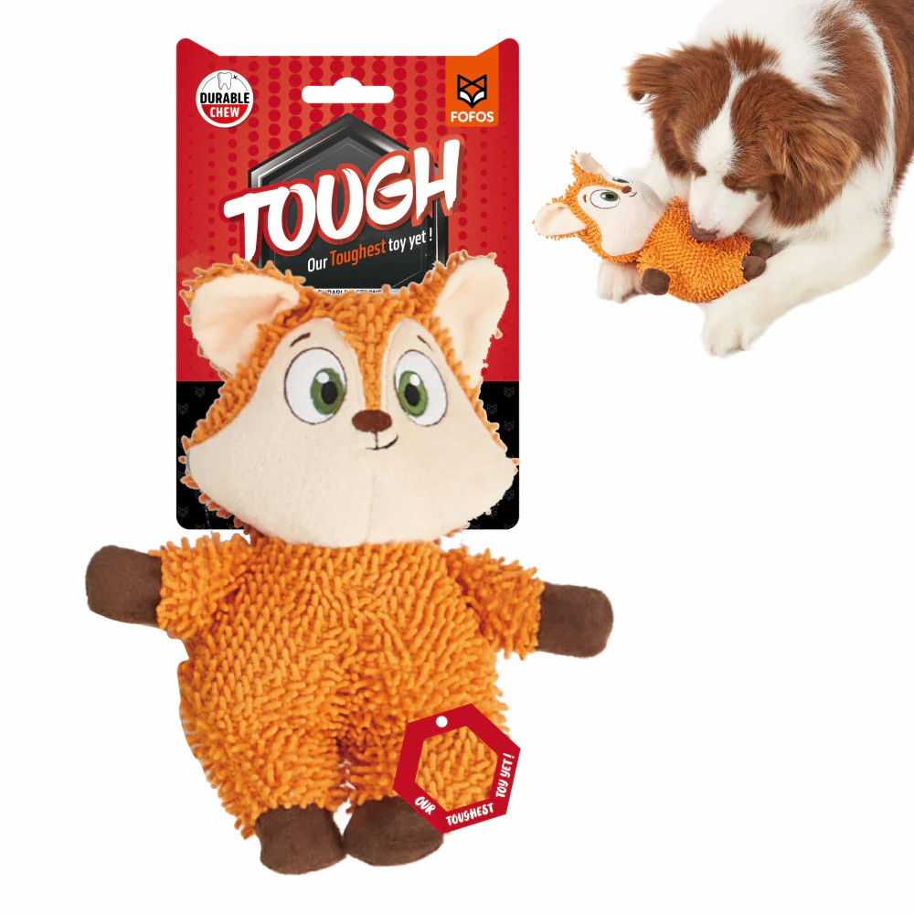 Barkbutler x Fofos Fox Tough Squeaky Toy for Dogs | For Medium Chewers (Orange) - Image 6