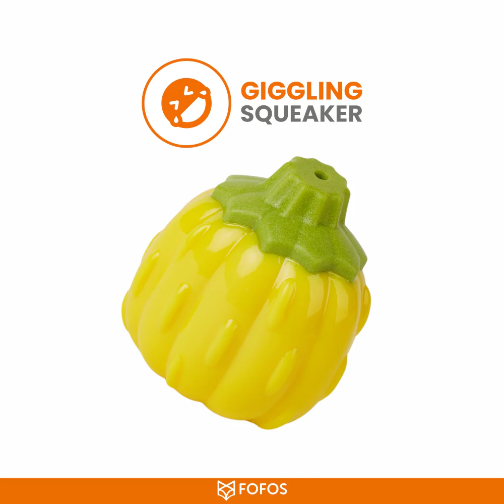 Barkbutler x Fofos Giggling Vegi Bites Pumpkin Squeaky Chew Toy for Dogs - Image 6