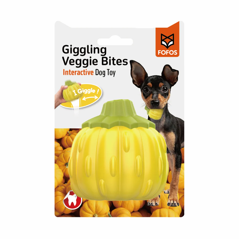 Barkbutler x Fofos Giggling Vegi Bites Pumpkin Squeaky Chew Toy for Dogs - Image 8