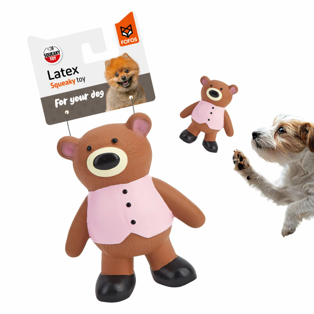Barkbutler x Fofos Latex Bear Squeaky Toy for Dogs (Brown) - Image 6