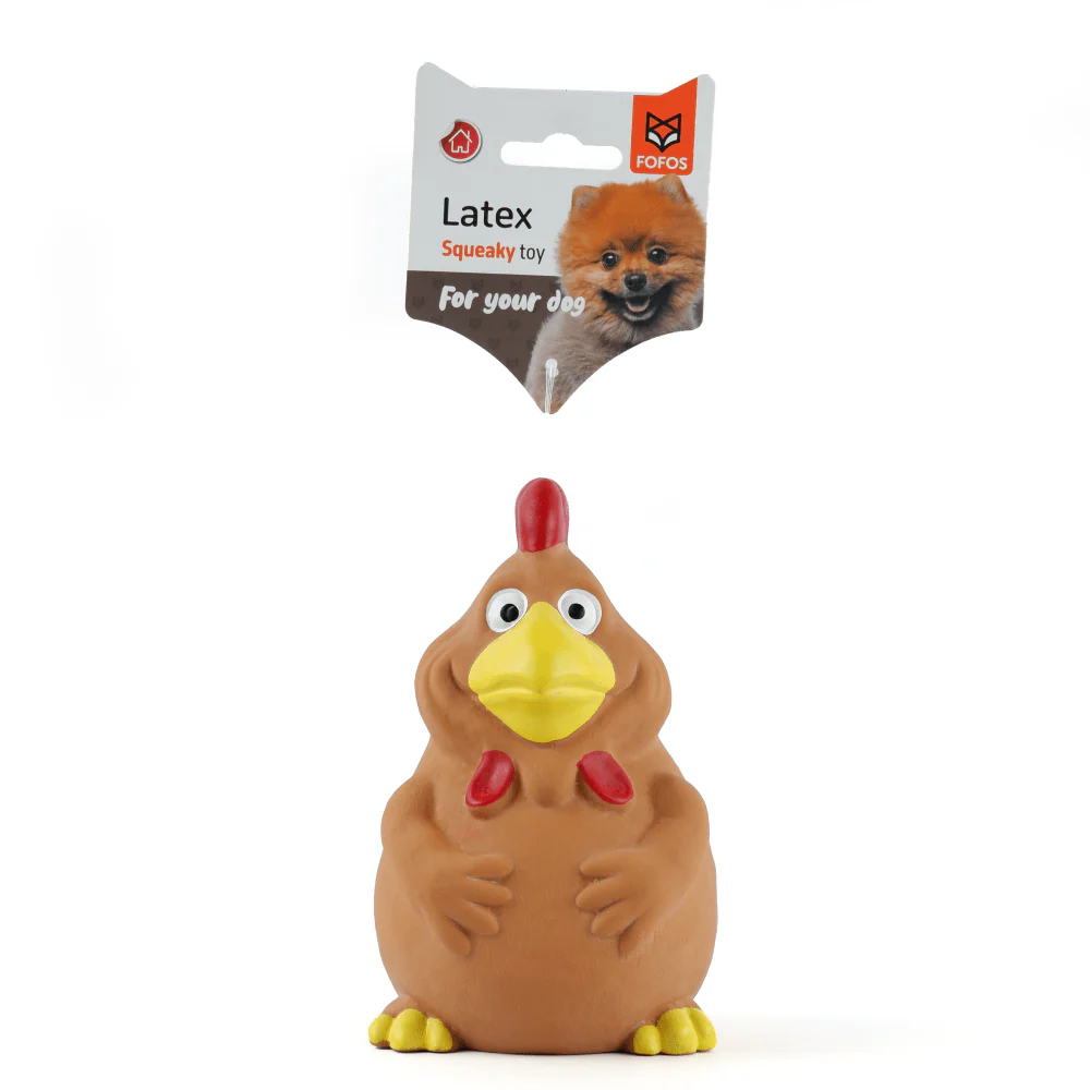 Barkbutler x Fofos Latex Bi Rooster Squeaky Toy for Dogs (Brown) - Image 2