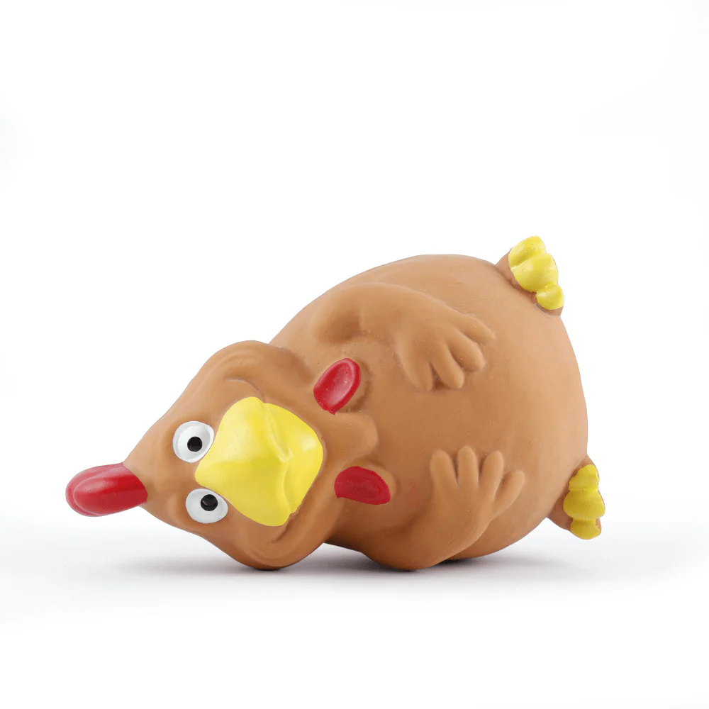 Barkbutler x Fofos Latex Bi Rooster Squeaky Toy for Dogs (Brown) - Image 3