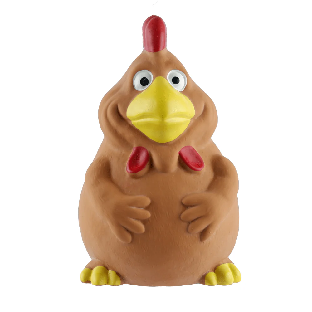 Barkbutler x Fofos Latex Bi Rooster Squeaky Toy for Dogs (Brown) - Image 4