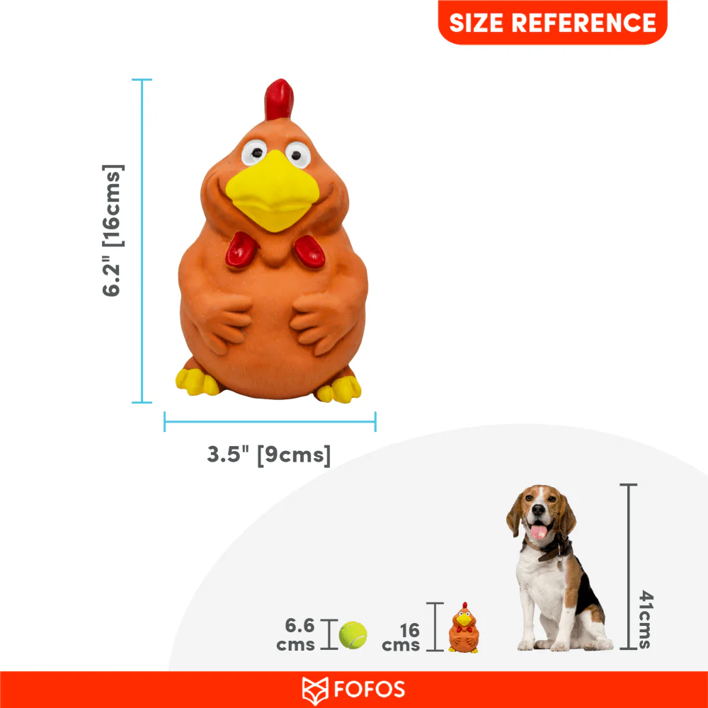 Barkbutler x Fofos Latex Bi Rooster Squeaky Toy for Dogs (Brown) - Image 8