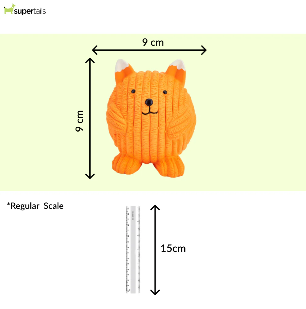 Barkbutler x Fofos Latex Fox Ball Squeaky Toy for Dogs (Orange) - Image 2