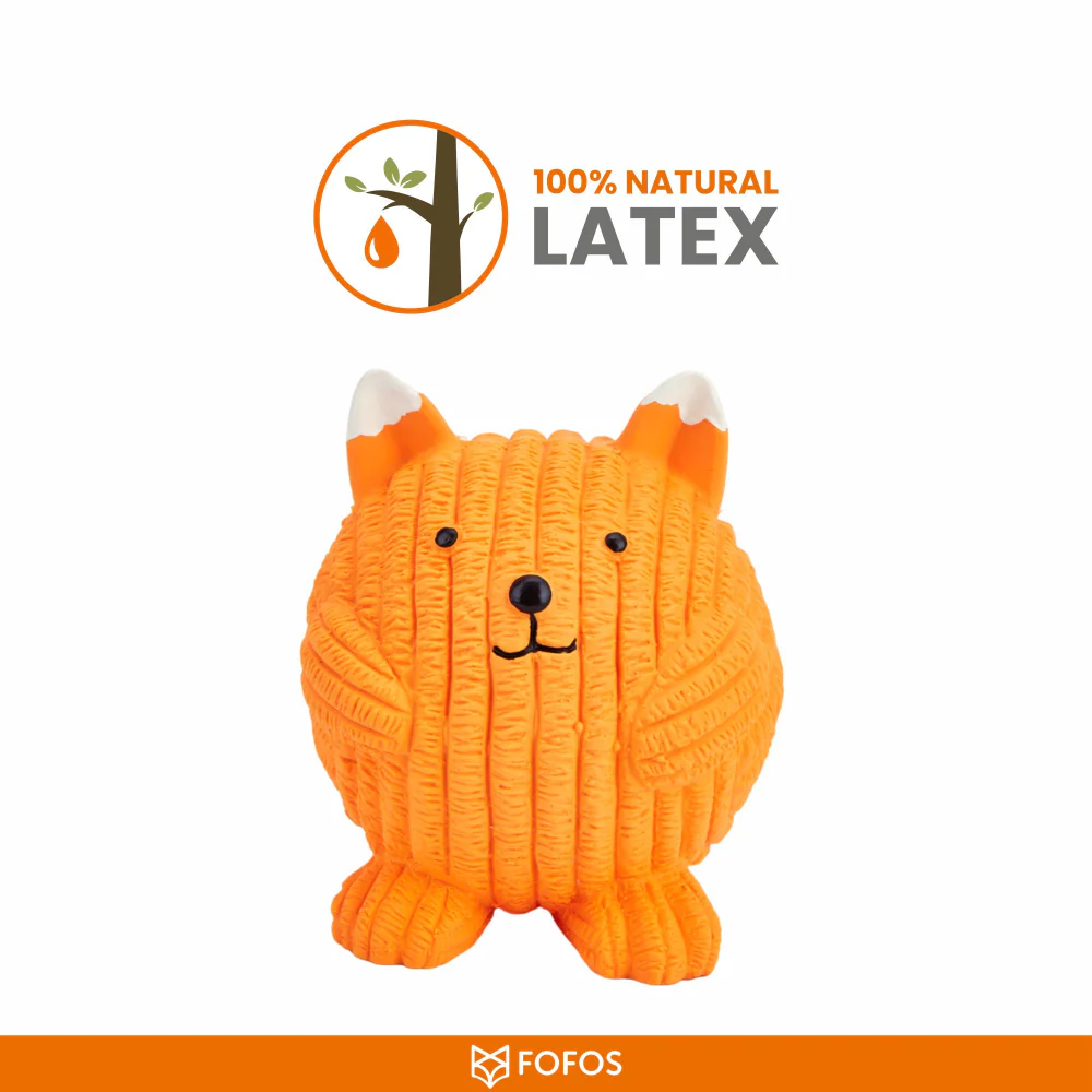 Barkbutler x Fofos Latex Fox Ball Squeaky Toy for Dogs (Orange) - Image 5
