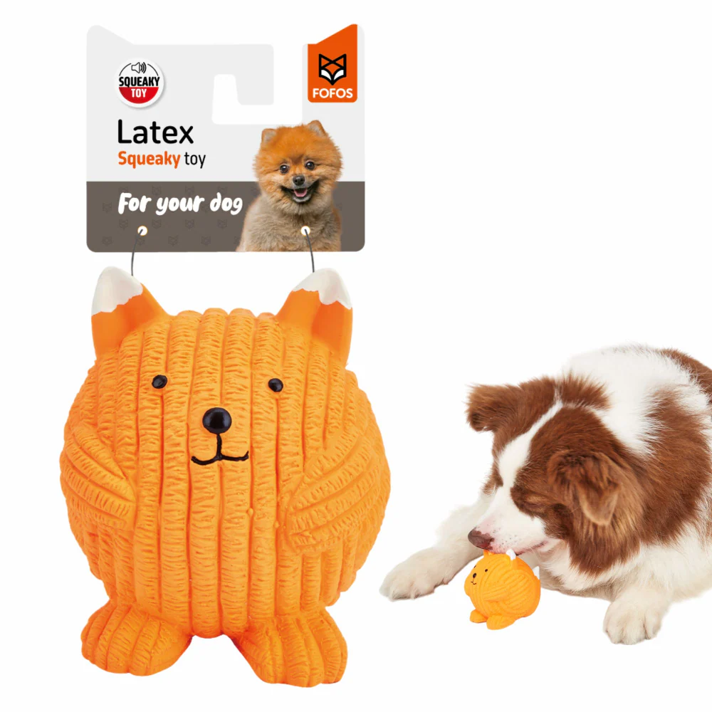 Barkbutler x Fofos Latex Fox Ball Squeaky Toy for Dogs (Orange) - Image 6