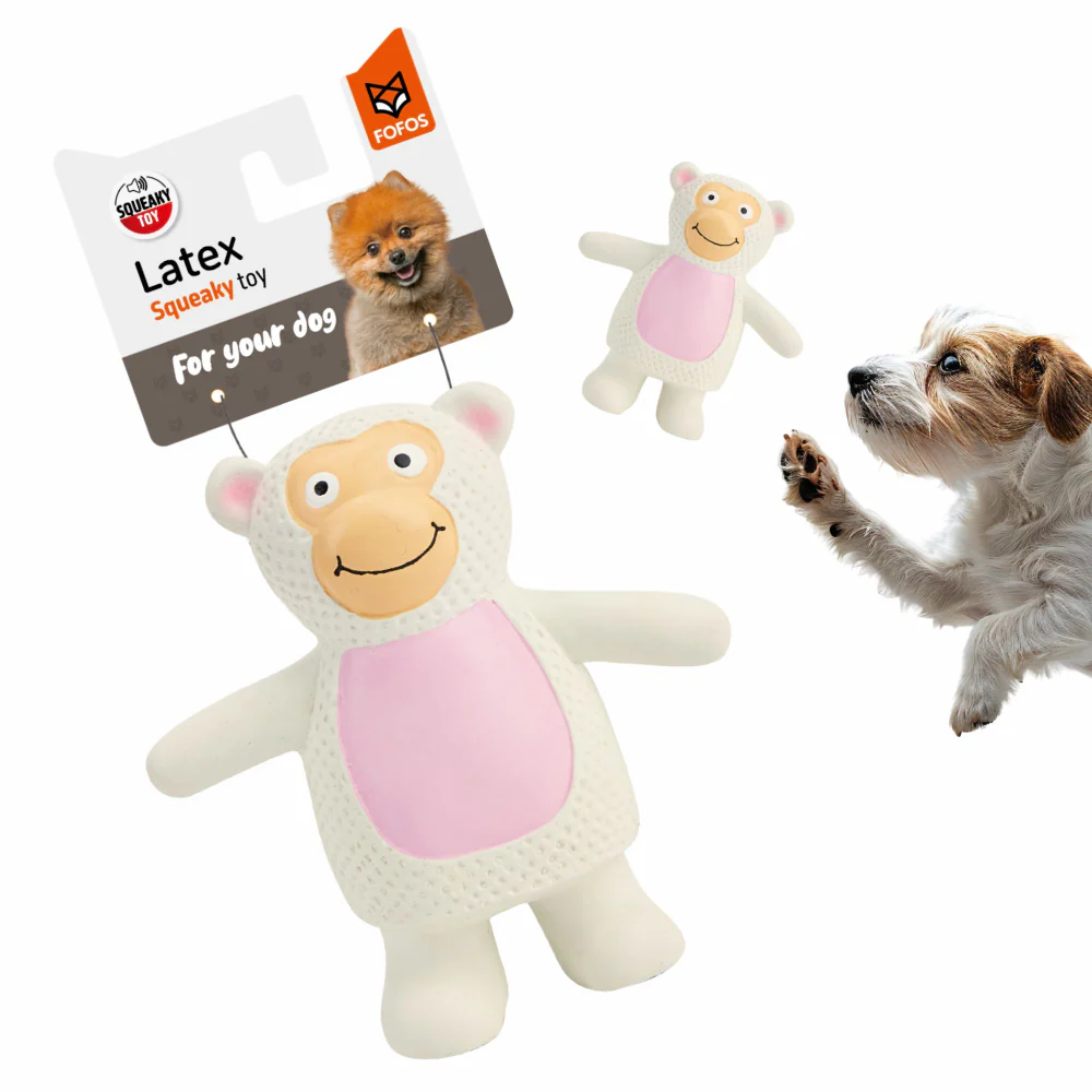 Barkbutler x Fofos Latex Monkey Squeaky Toy for Dogs (Grey) - Image 6