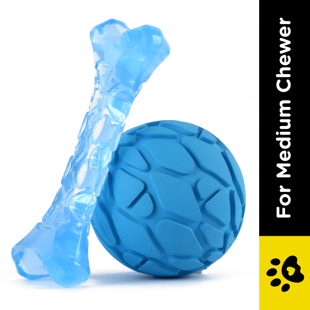 Barkbutler x Fofos Milk Bone & Ball Durable Interactive Chew Toy for Dogs (Blue) - Image 2