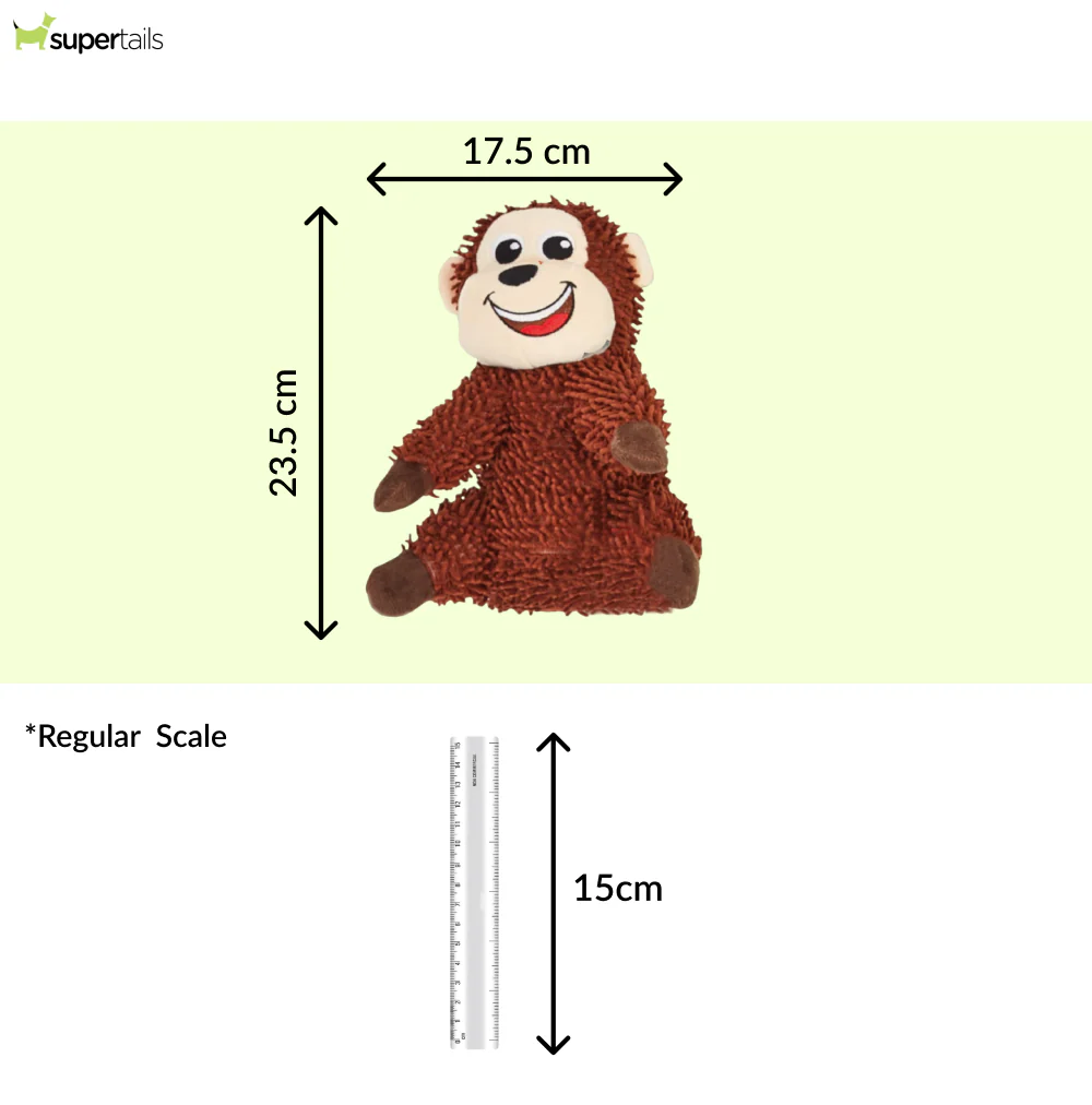 Barkbutler x Fofos Monkey Tough Squeaky Toy for Dogs | For Medium Chewers (Brown) - Image 2