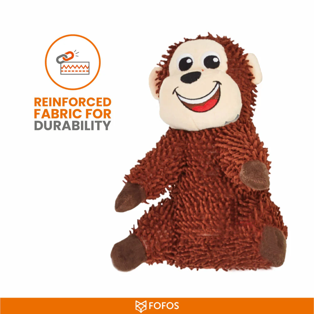 Barkbutler x Fofos Monkey Tough Squeaky Toy for Dogs | For Medium Chewers (Brown) - Image 5