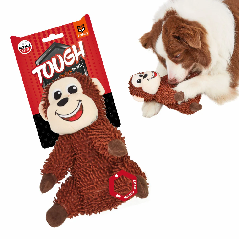 Barkbutler x Fofos Monkey Tough Squeaky Toy for Dogs | For Medium Chewers (Brown) - Image 6