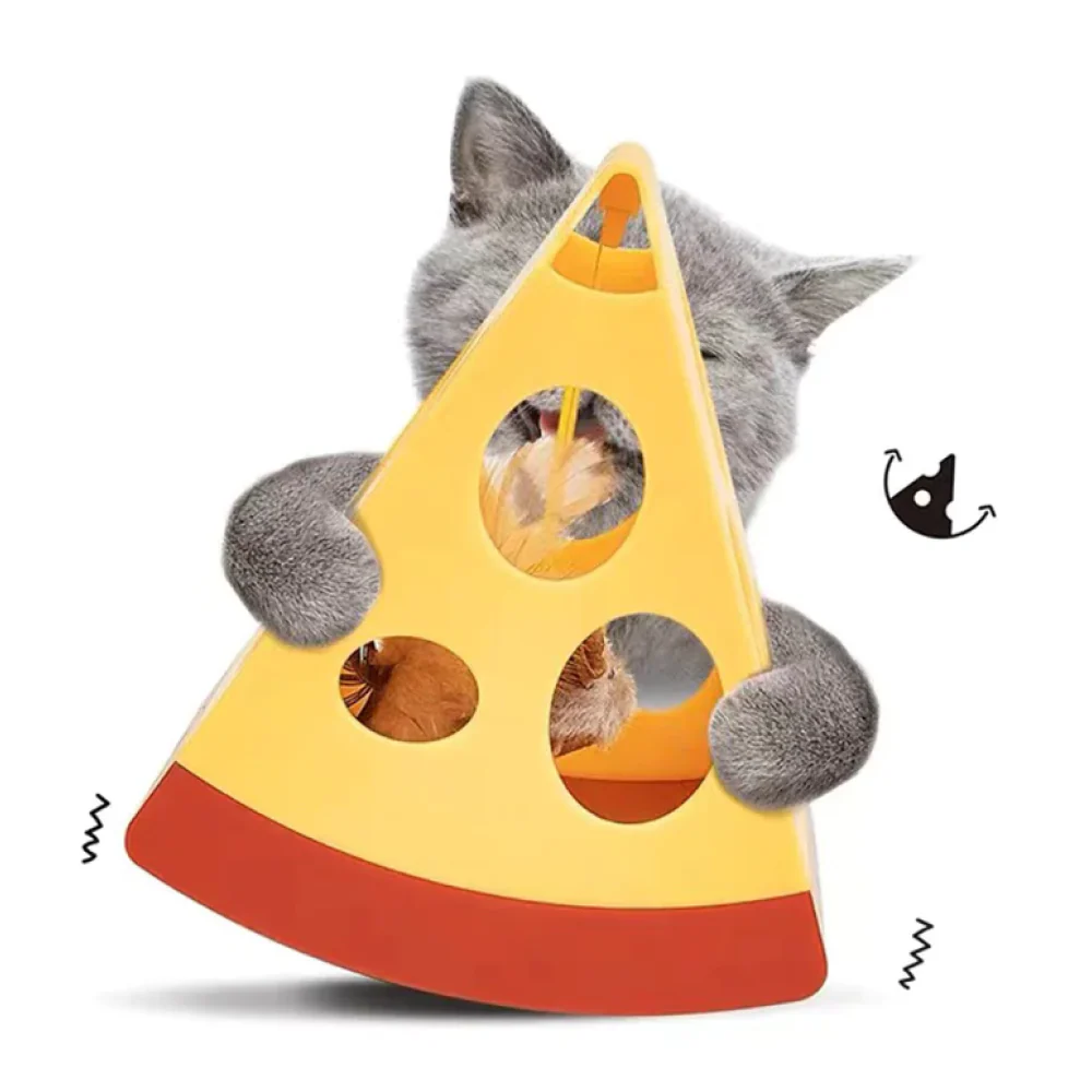 Barkbutler x Fofos Mouse In Cheese Interactive Toy for Cats (Yellow/Red) - Image 3