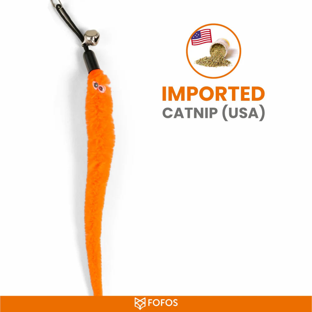 Barkbutler x Fofos Retractable Worm Teaser Toy with Catnip for Cats - Image 5