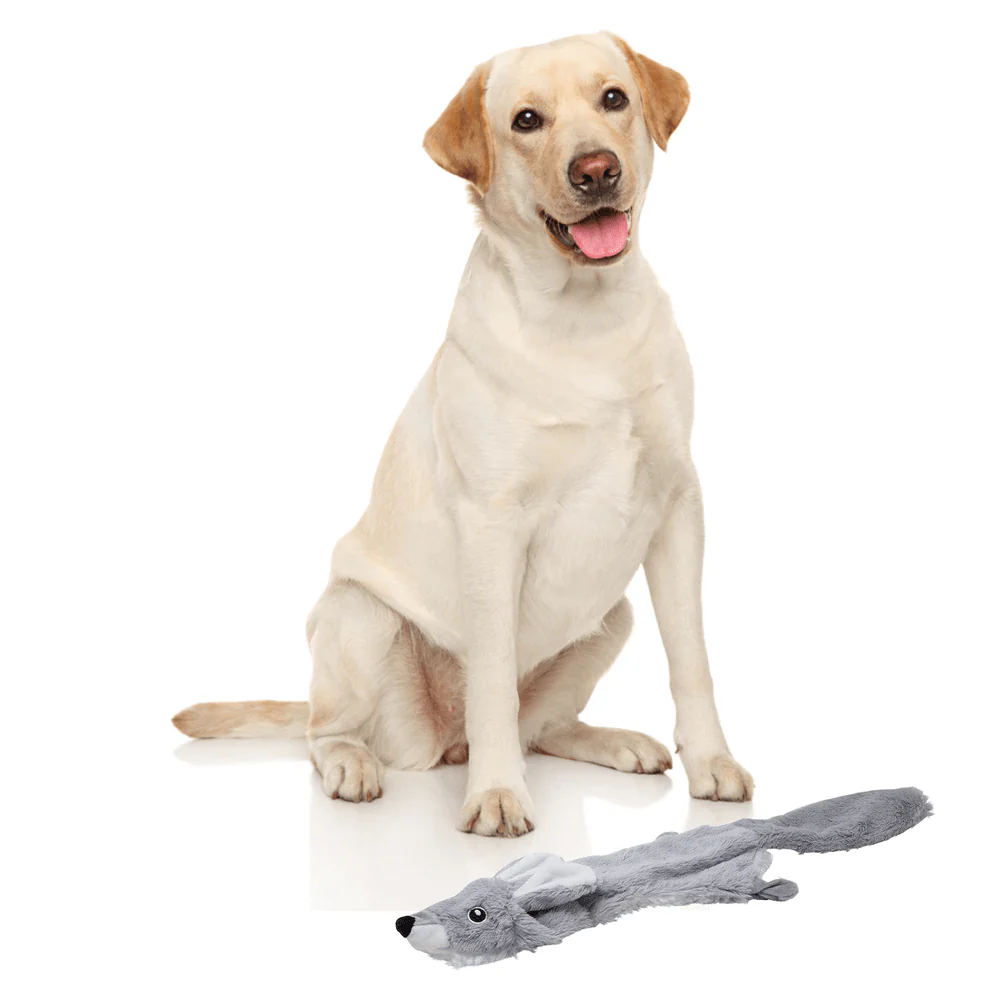 Barkbutler x Fofos Skinneez Rabbit Interactive Squeaky Toy for Dogs (Grey) - Image 3