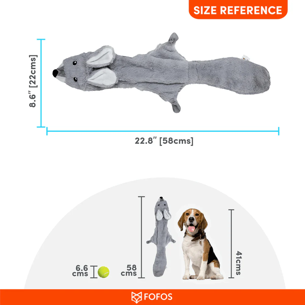 Barkbutler x Fofos Skinneez Rabbit Interactive Squeaky Toy for Dogs (Grey) - Image 4