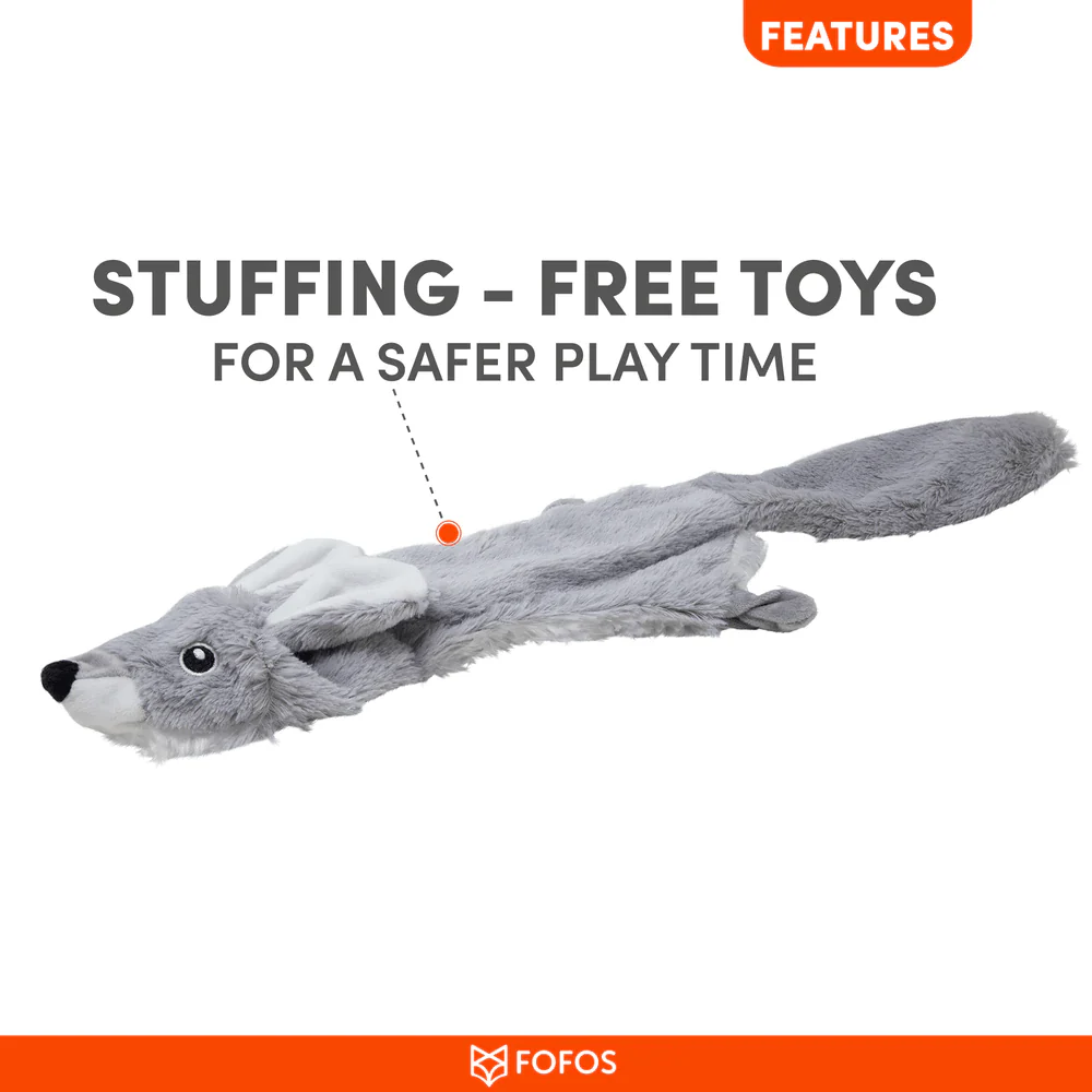 Barkbutler x Fofos Skinneez Rabbit Interactive Squeaky Toy for Dogs (Grey) - Image 5
