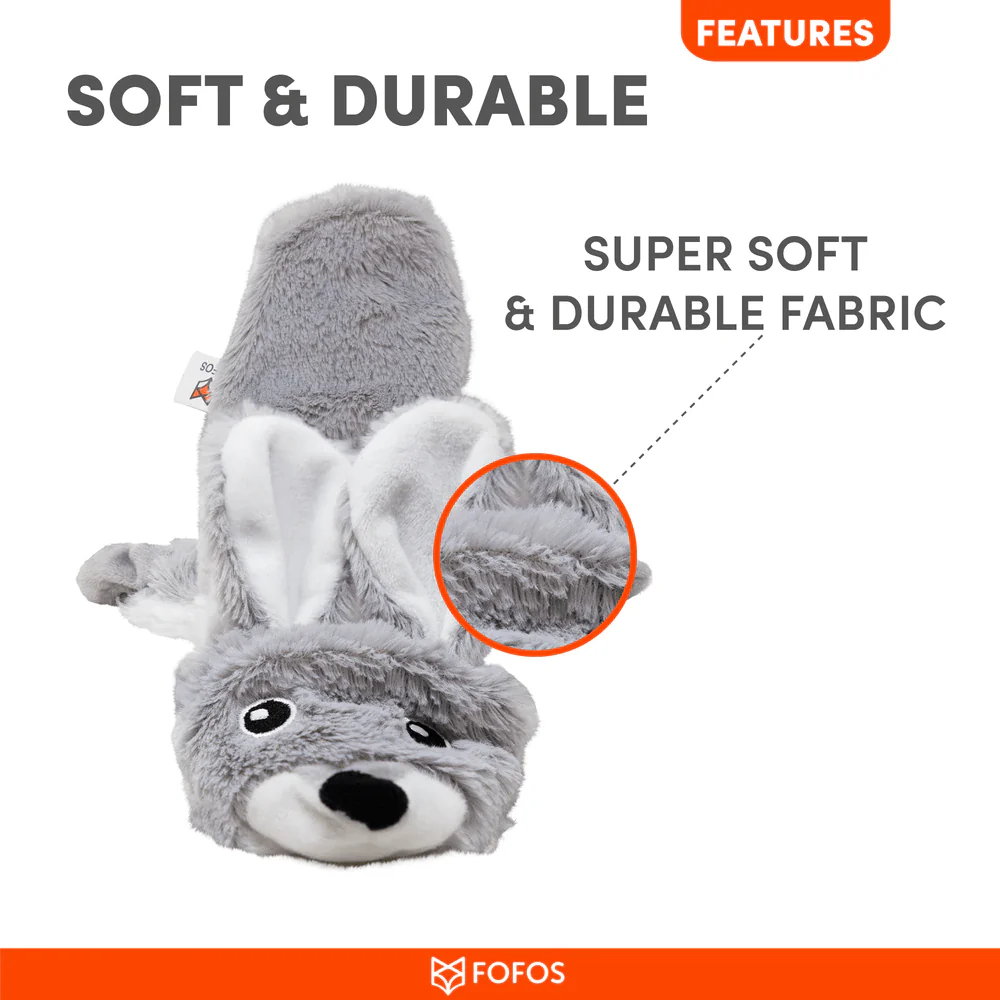 Barkbutler x Fofos Skinneez Rabbit Interactive Squeaky Toy for Dogs (Grey) - Image 6