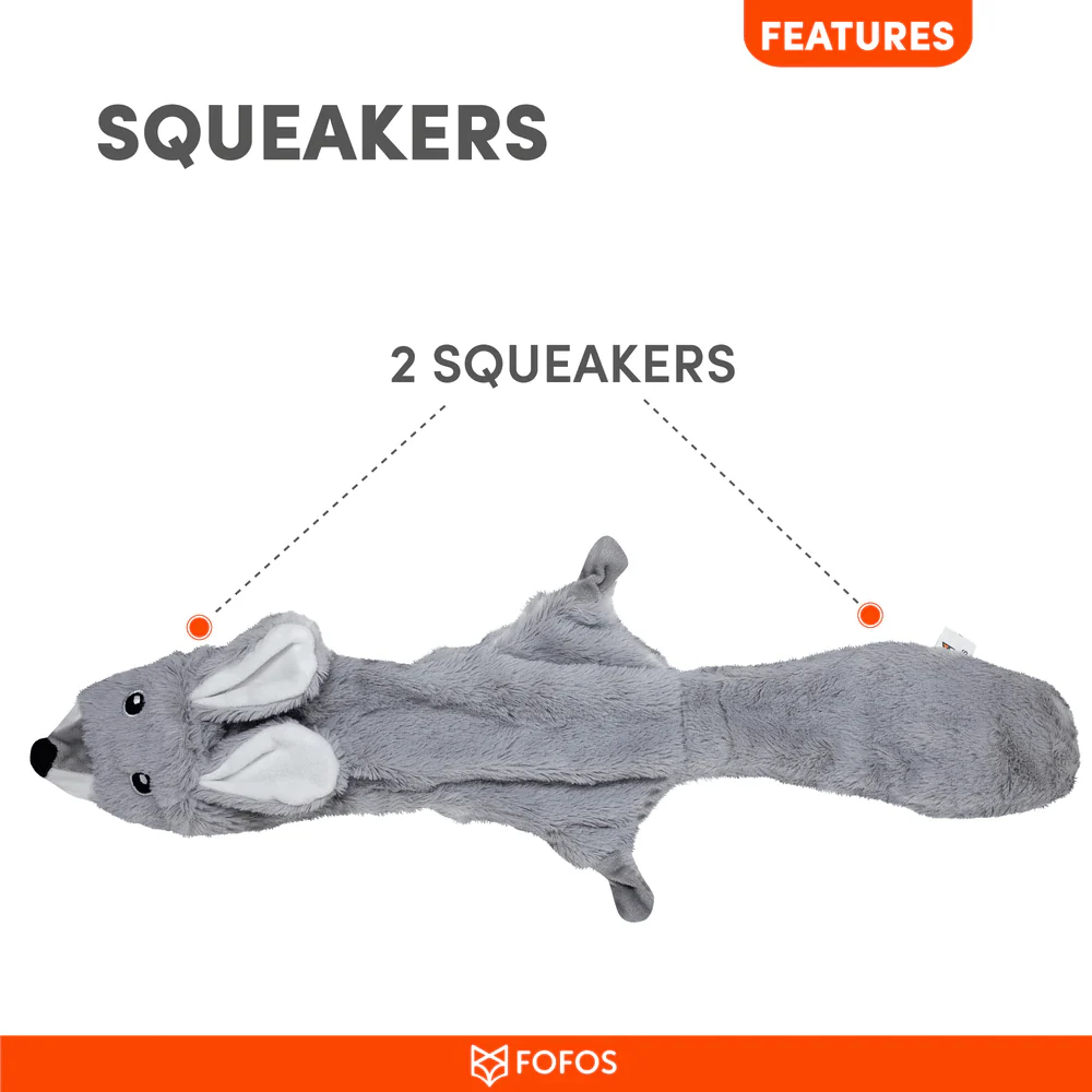 Barkbutler x Fofos Skinneez Rabbit Interactive Squeaky Toy for Dogs (Grey) - Image 7