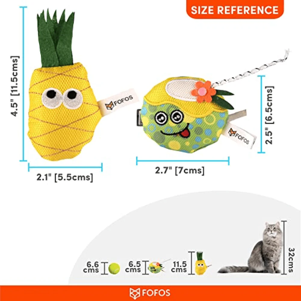 Barkbutler x Fofos Summer Juice with Pineapple Interactive Toy for Cats (Yellow) - Image 2