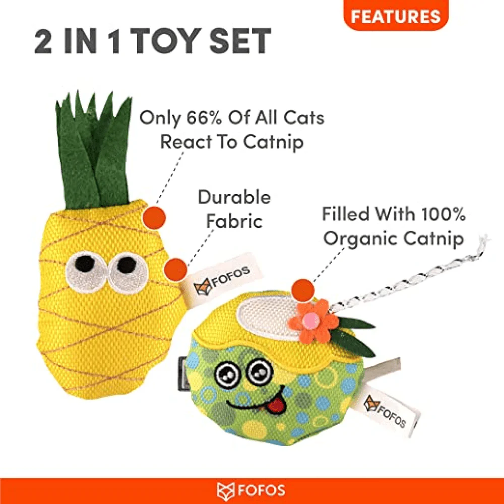 Barkbutler x Fofos Summer Juice with Pineapple Interactive Toy for Cats (Yellow) - Image 3