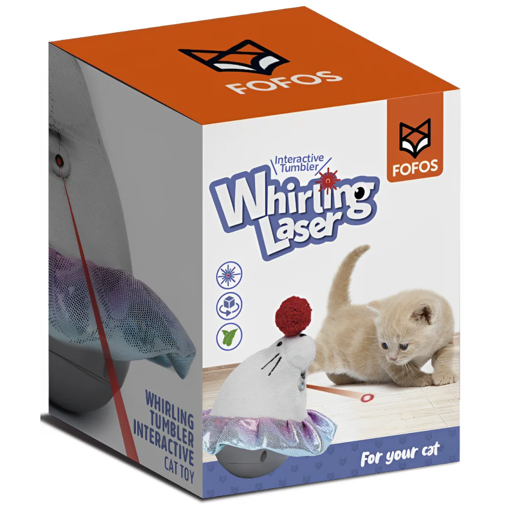 Barkbutler x Fofos Whirling Laser Electronic Sea Lion Tumbler Toy for Cats (White/Grey) - Image 2