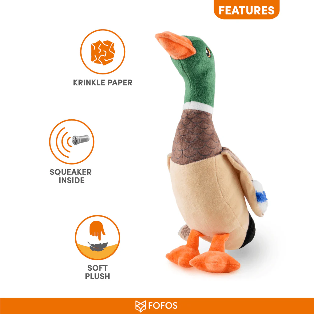 Barkbutler x Fofos Wild Duck Squeaky Plush Toy for Dogs - Image 4
