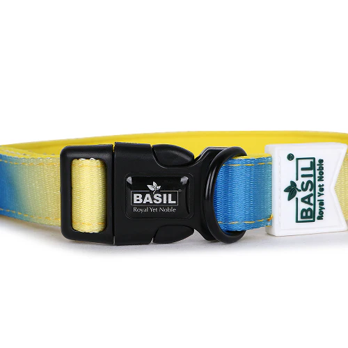 Basil Adjustable Padded Collar for Dogs (Blue/Yellow) - Image 4