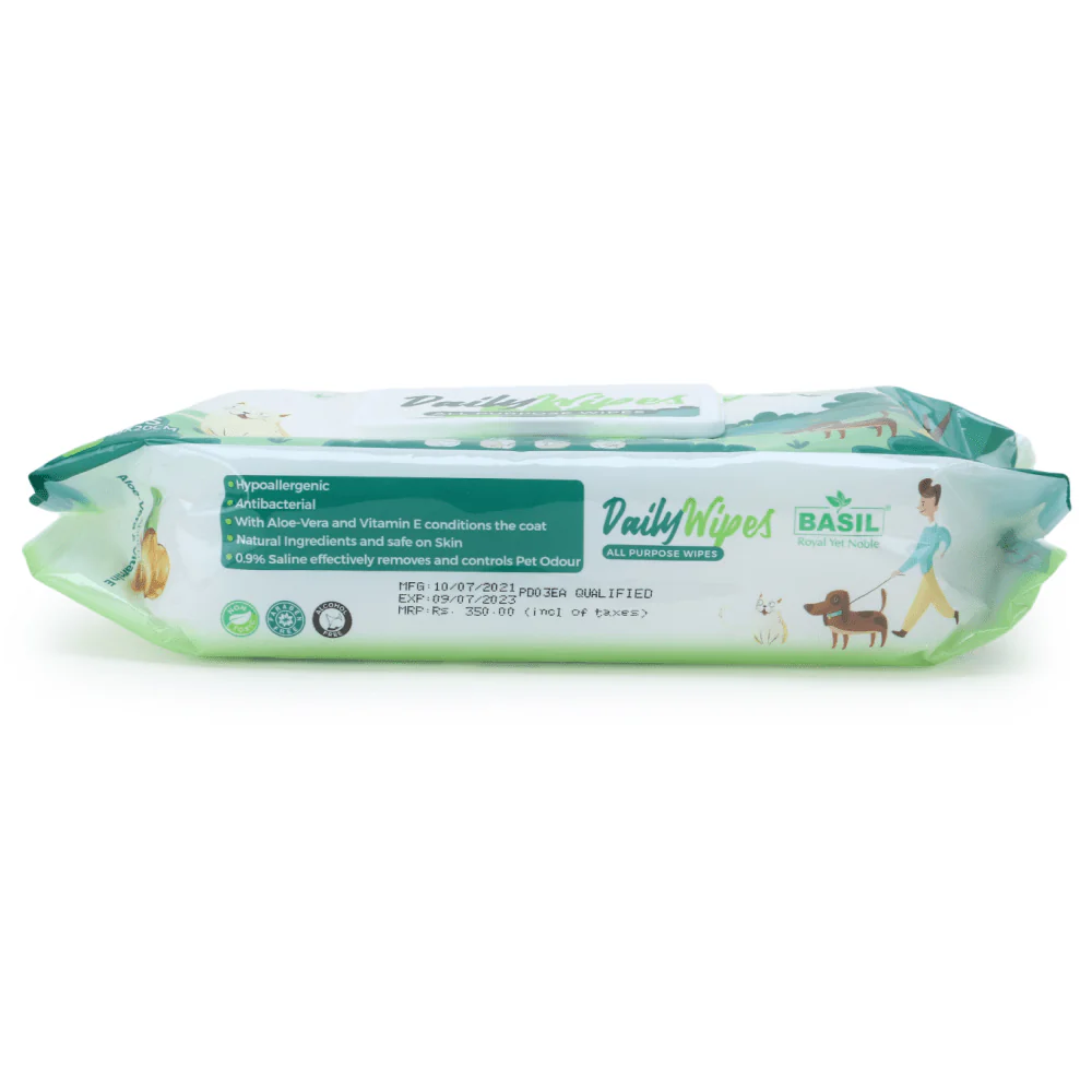 Basil All Purpose Wet Wipes  for Dogs and Cats (18x20 cm) - Image 2