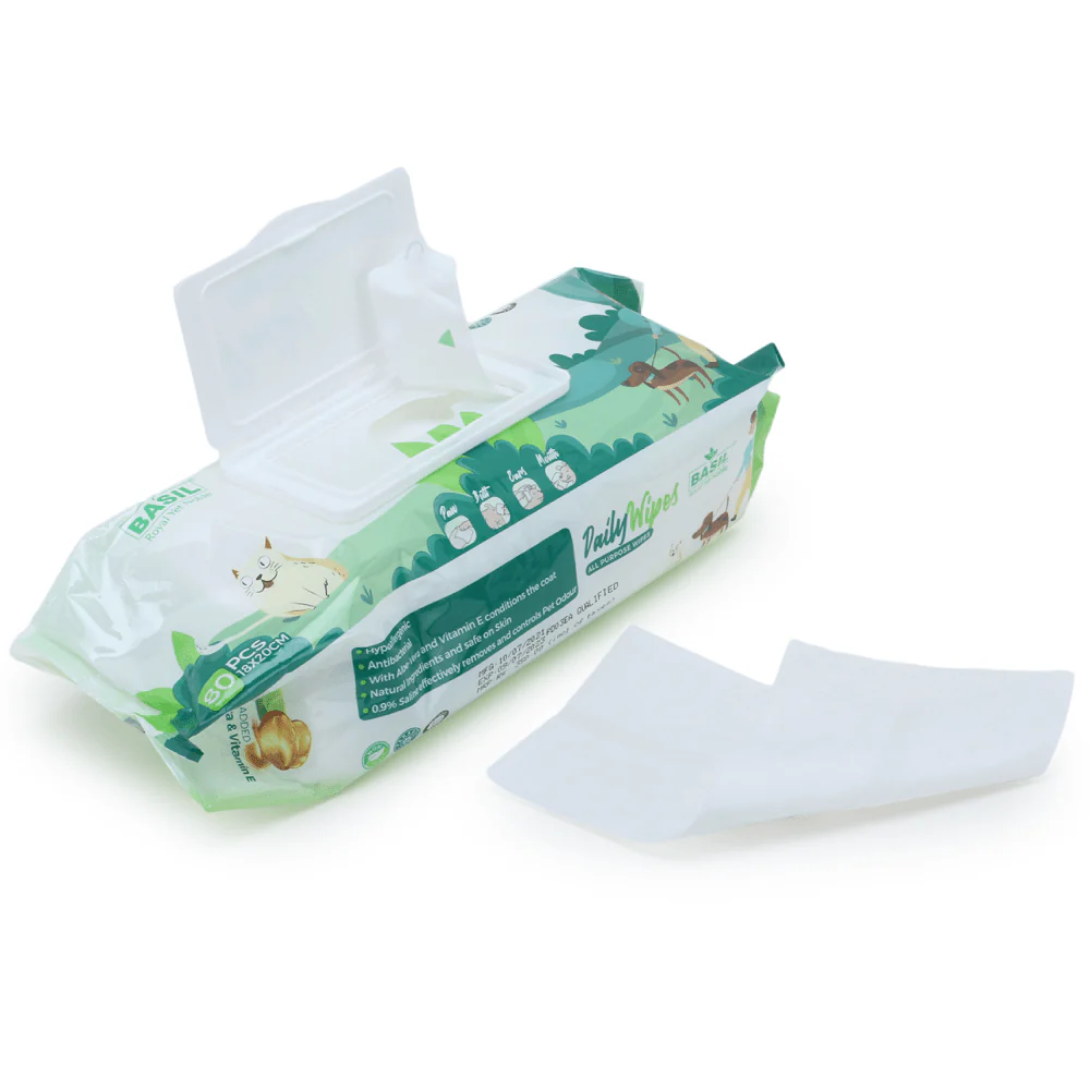 Basil All Purpose Wet Wipes  for Dogs and Cats (18x20 cm) - Image 3