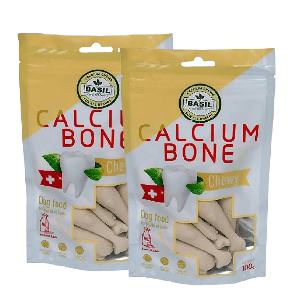 Basil Calcium Chew Bones Dog Treats - Image 2