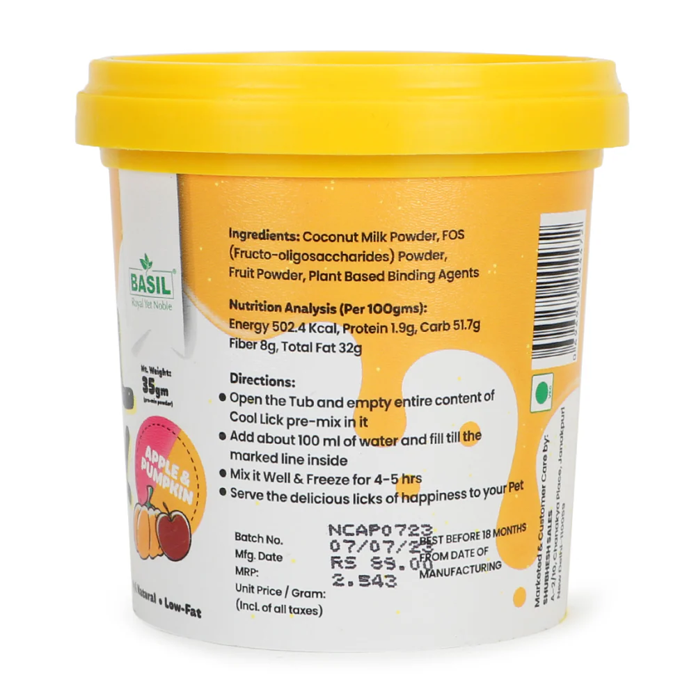 Basil Cool Lick Apple & Pumpkin with Added Prebiotics Ice Cream for Dogs - Image 2