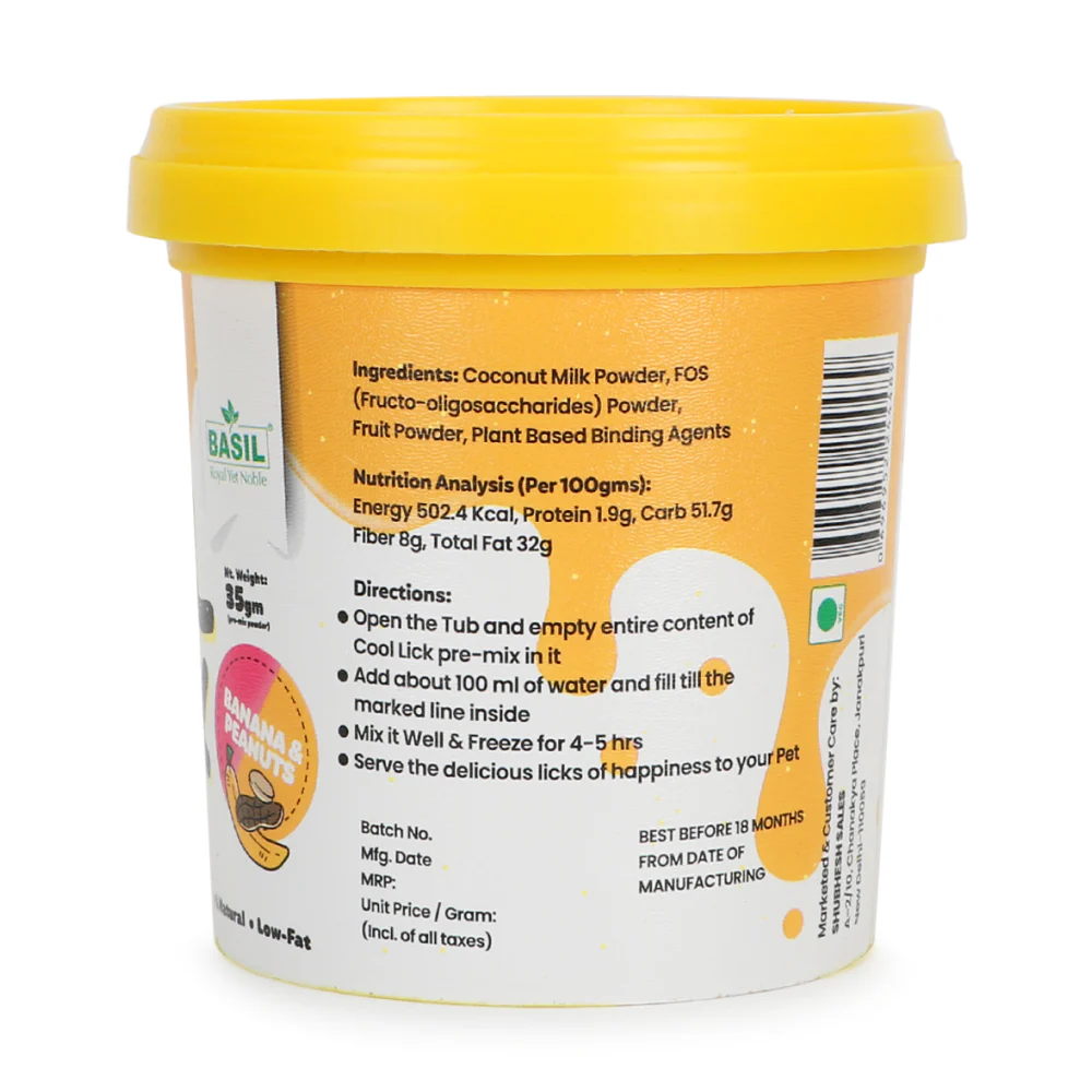 Basil Cool Lick Banana & Peanuts with Added Prebiotics Ice Cream for Dogs - Image 2