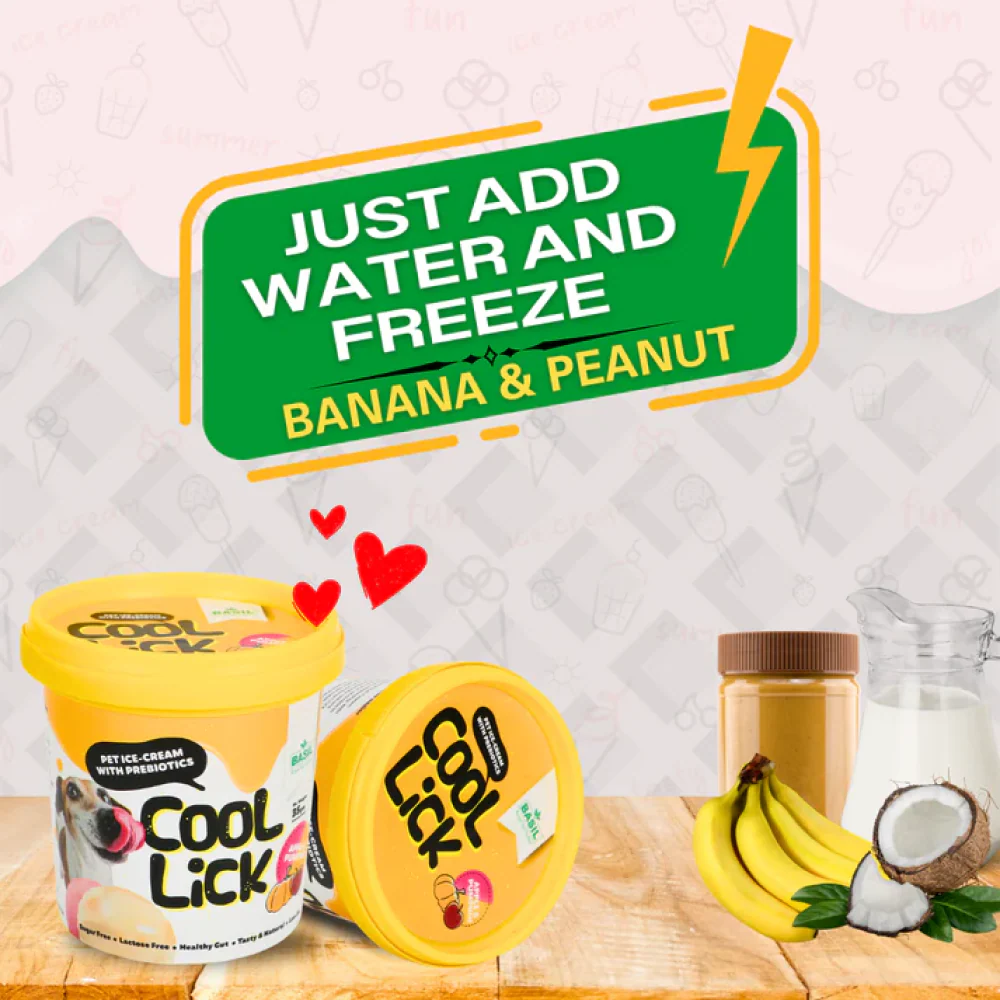 Basil Cool Lick Banana & Peanuts with Added Prebiotics Ice Cream for Dogs - Image 4
