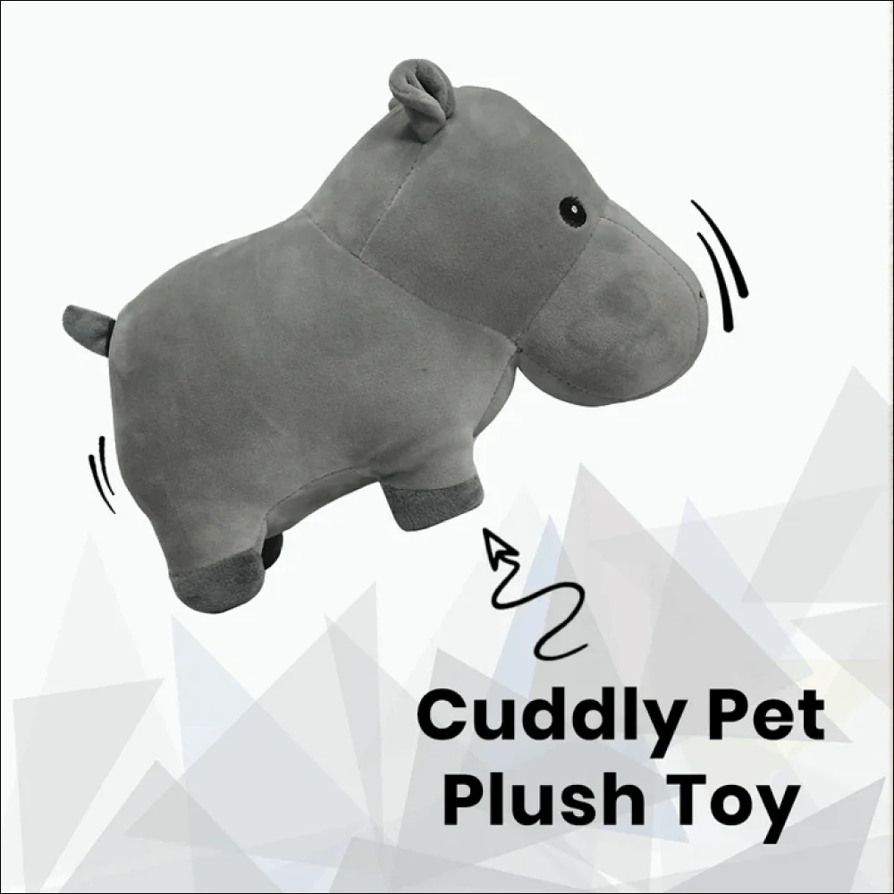 Basil Cuddly Soft Hippo Plush Toy for Dogs and Cats (Grey) - Image 3