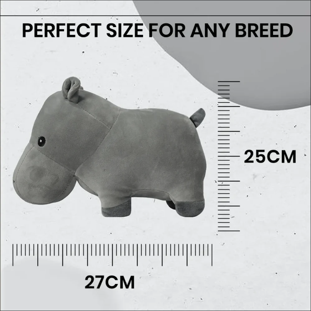 Basil Cuddly Soft Hippo Plush Toy for Dogs and Cats (Grey) - Image 4