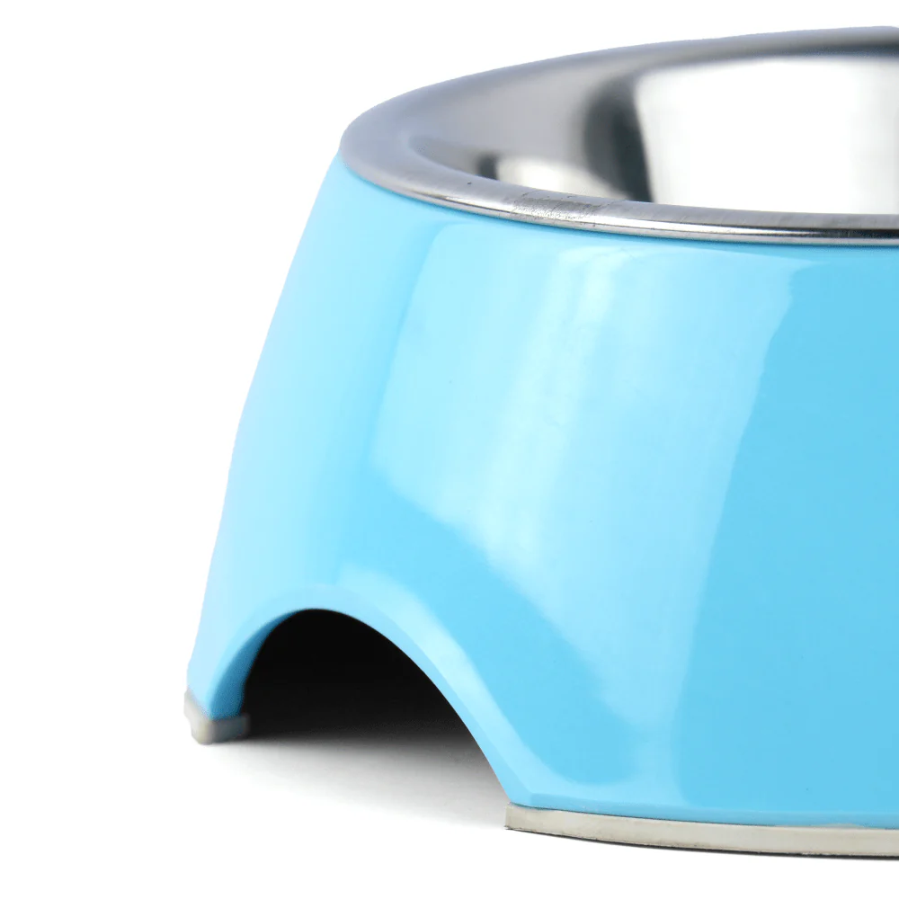 Basil Double Melamine Bowl Dinner Set for Dogs and Cats (Blue) - Image 3
