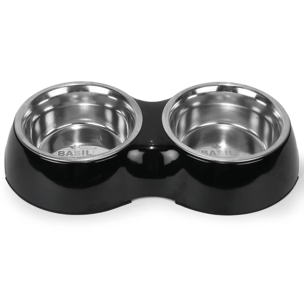 Basil Double Melamine Bowl Dinner Set for Dogs and Cats - Image 2