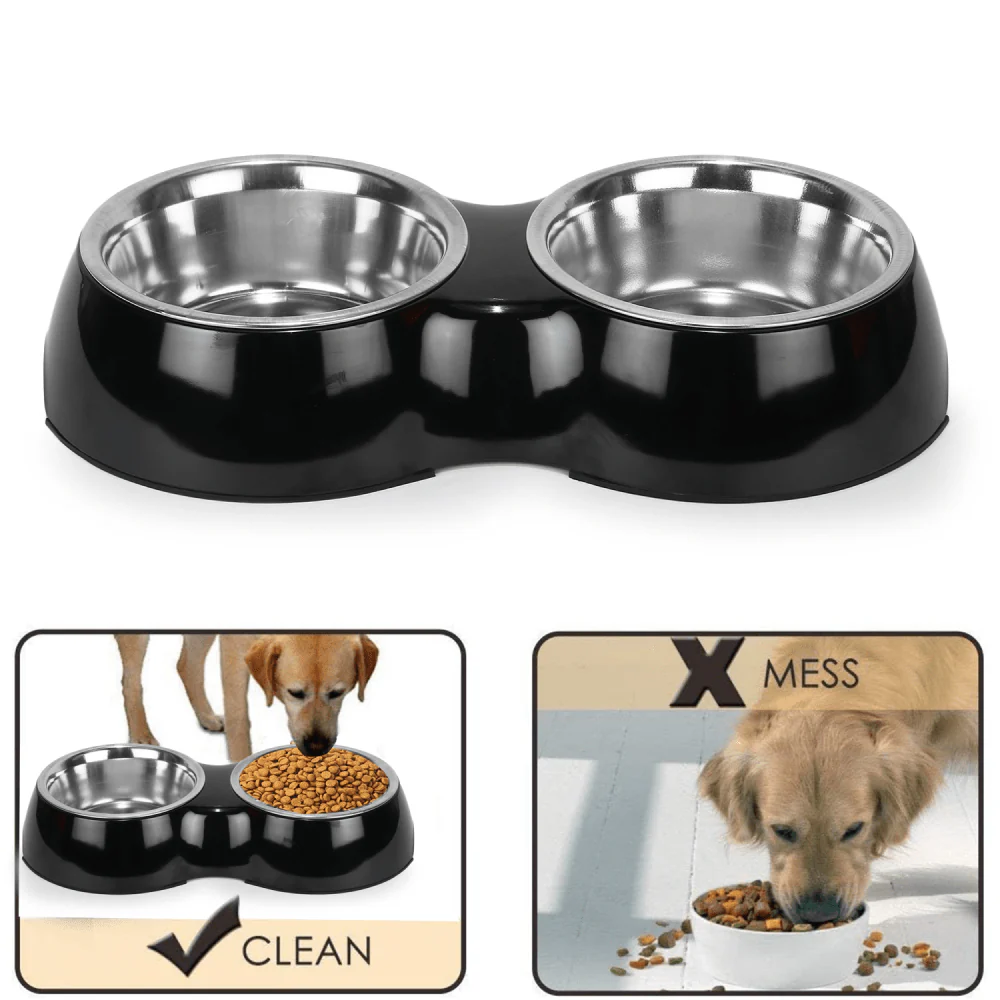 Basil Double Melamine Bowl Dinner Set for Dogs and Cats - Image 6