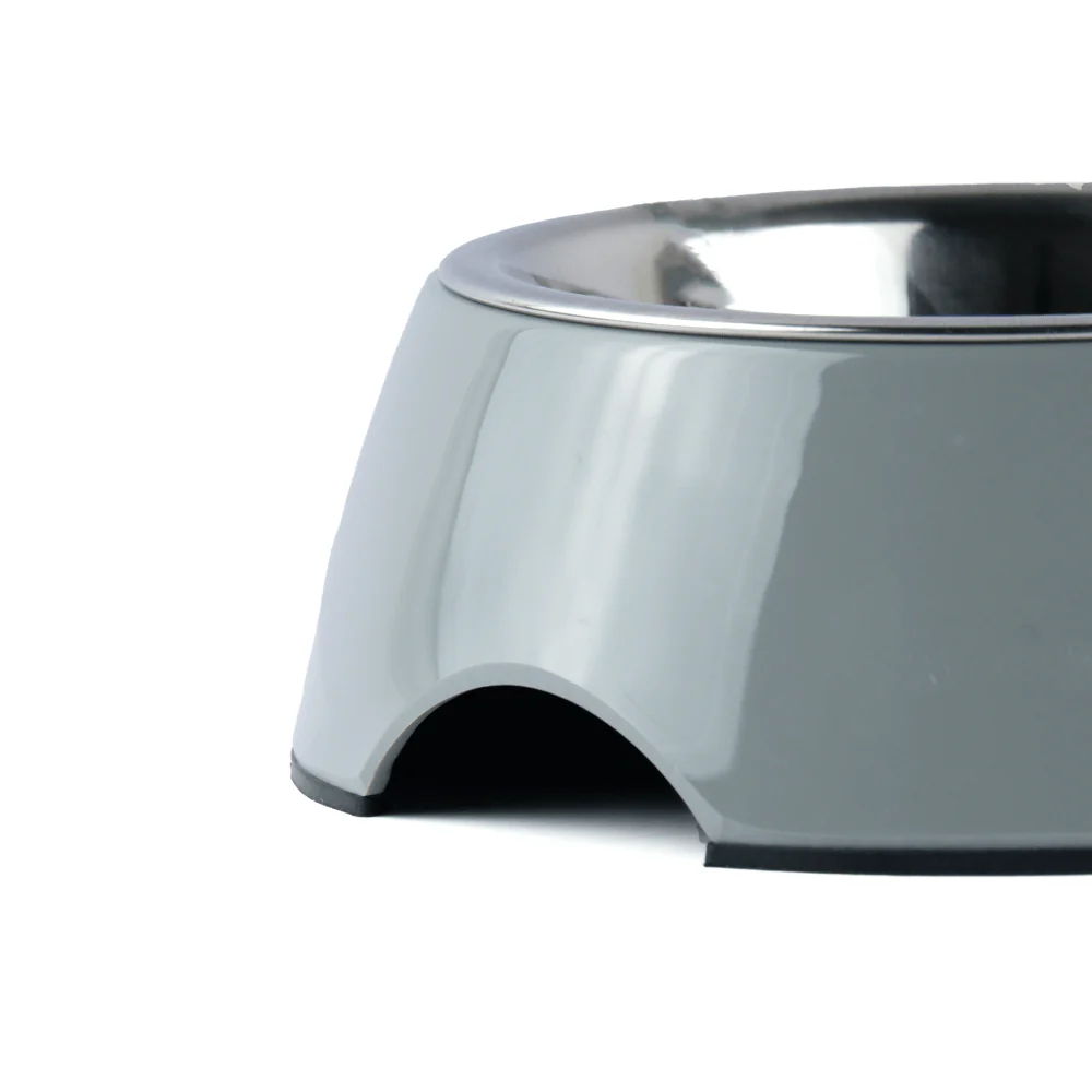 Basil Double Melamine Bowl Dinner Set for Dogs and Cats (Grey) - Image 3