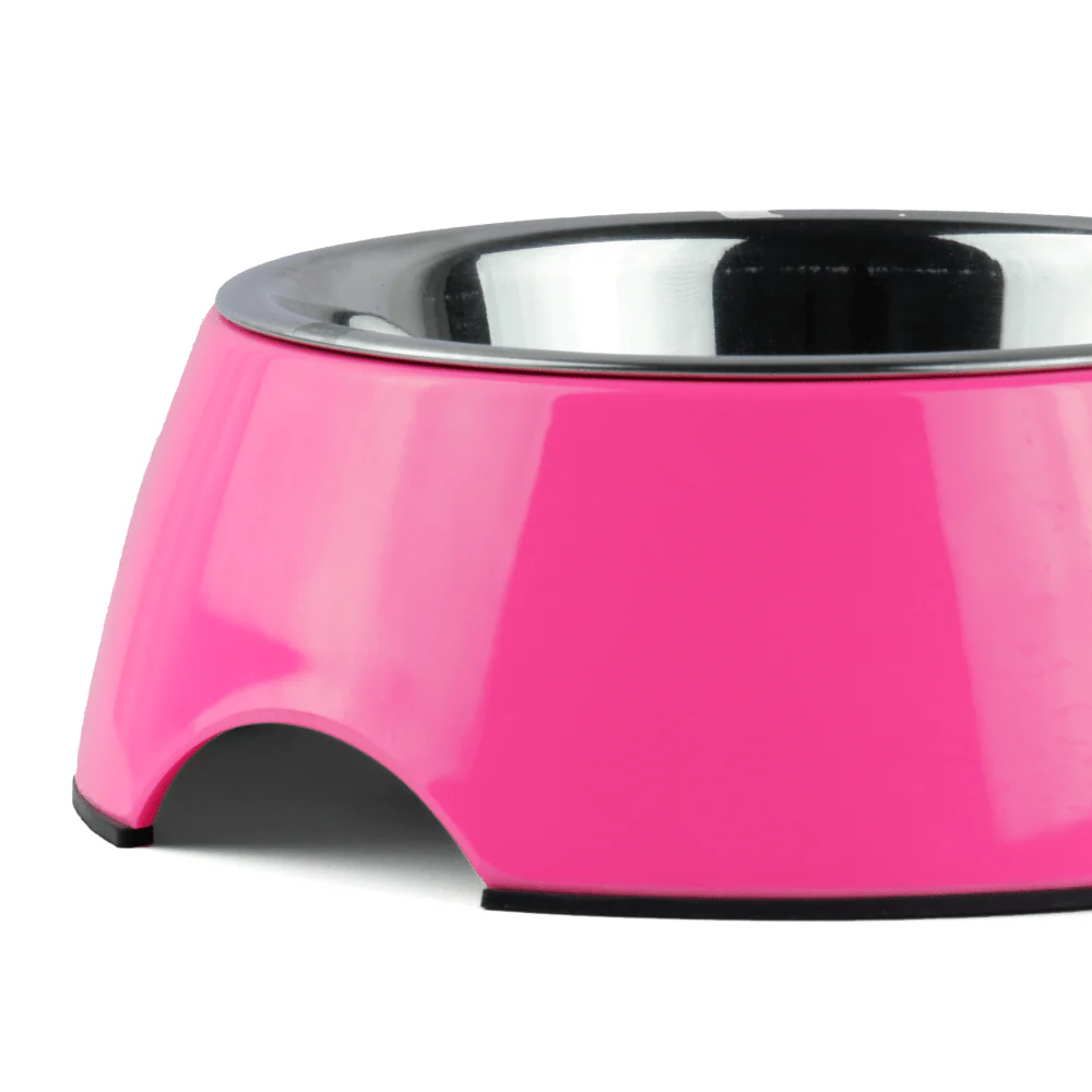 Basil Double Melamine Bowl Dinner Set for Dogs and Cats (Pink) - Image 3