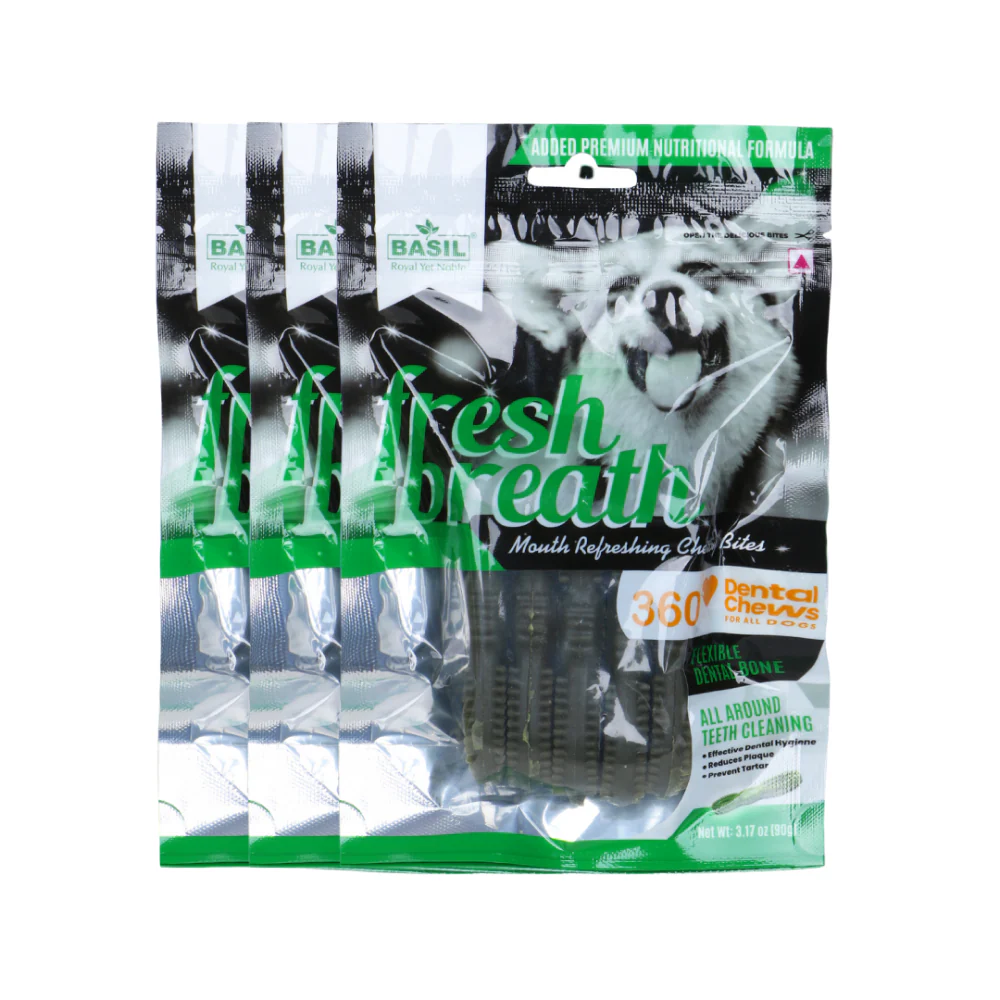 Basil Fresh Breath Chewy Bone Dog Treat - Image 2