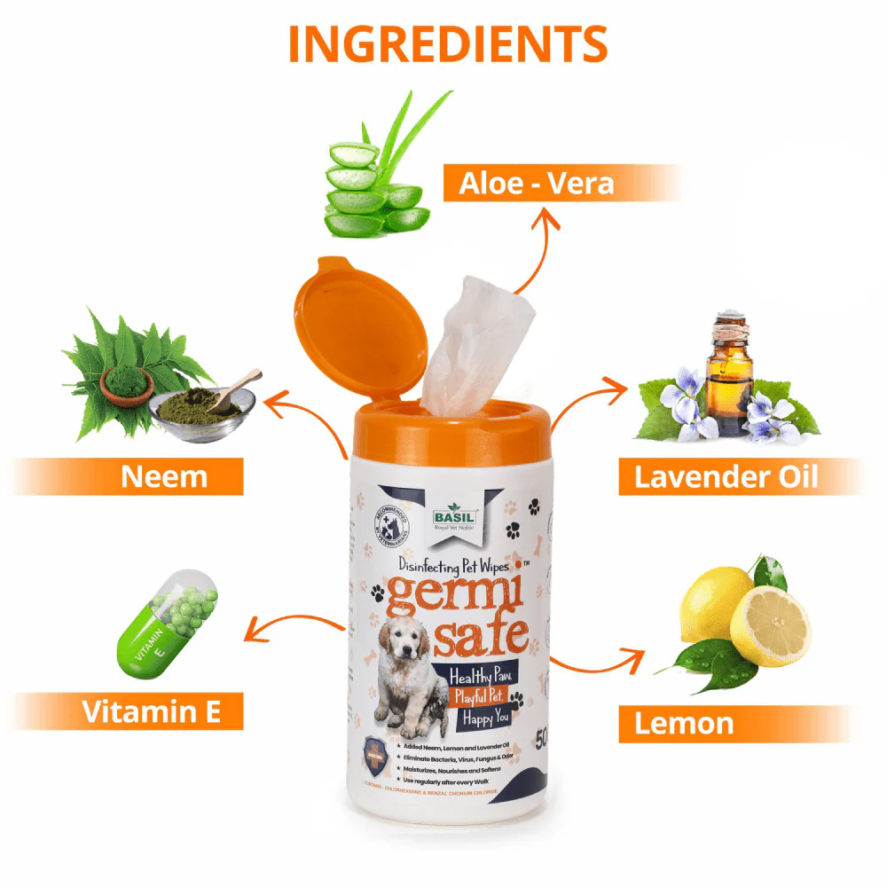 Basil Germi Safe Wet Wipes for Dogs and Cats - Image 4