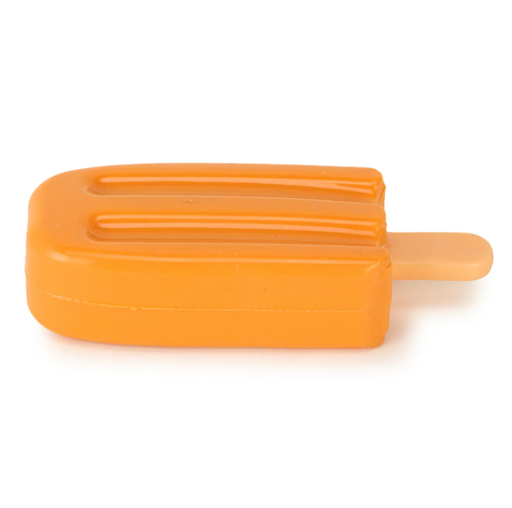 Basil Ice Cream Shaped Cool Lick Silicon Chew Toy for Dogs (Orange) - Image 2