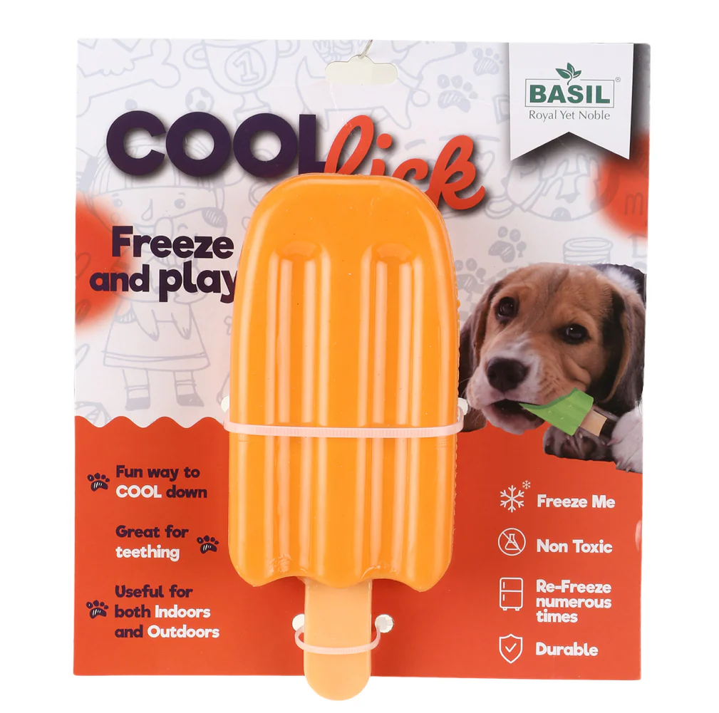 Basil Ice Cream Shaped Cool Lick Silicon Chew Toy for Dogs (Orange) - Image 3