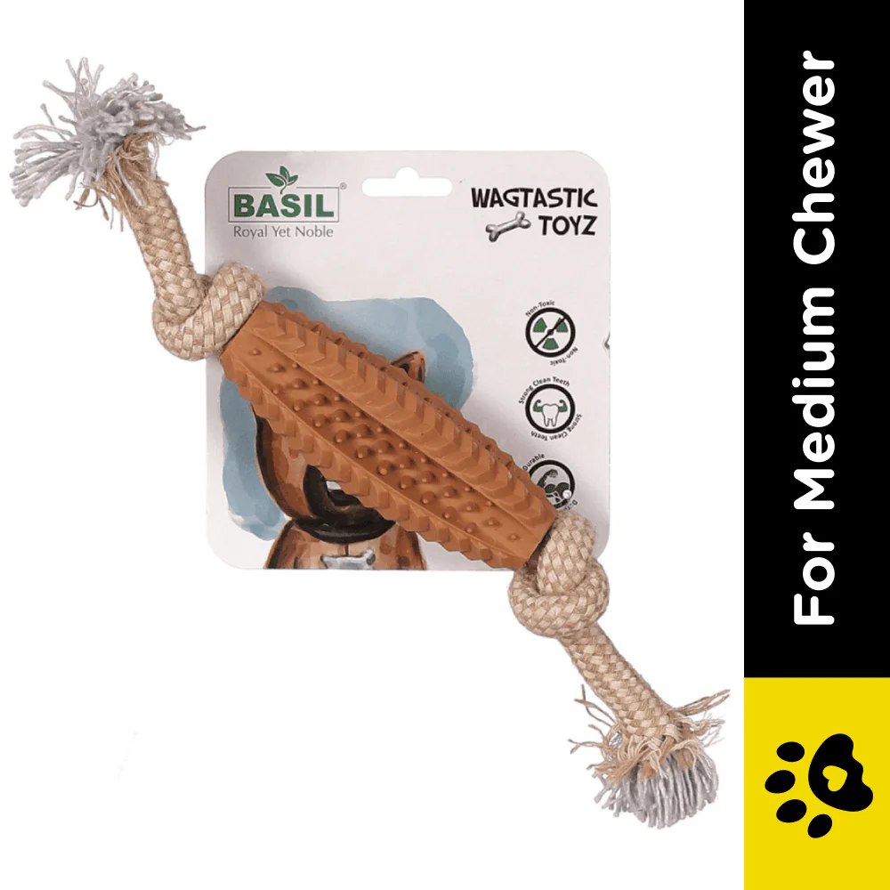 Basil Jute Rope with Spike TPR Chew Toy for Dogs | For Medium Chewers - Image 2